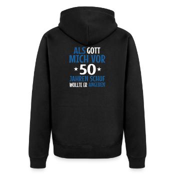 50th birthday - Unisex Premium Organic Zip Hoodie - black - Back - Nico (187cm)