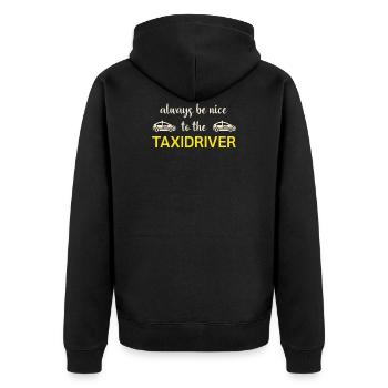 Taxifahrer - Unisex Premium Bio Zip Hoodie - Schwarz - Hinten - Nico (187cm)