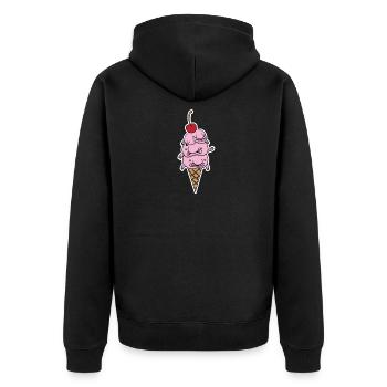 Eis Fisch Blobfish Eiscreme Kugel - Unisex Premium Bio Zip Hoodie - Schwarz - Hinten - Nico (187cm)