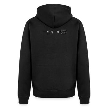 Herzschlag Tontechniker Tontechnik - Unisex Premium Bio Zip Hoodie - Schwarz - Hinten - Nico (187cm)