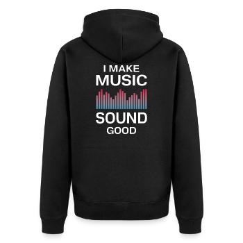 Tontechniker Tontechnik Spruch - Unisex Premium Bio Zip Hoodie - Schwarz - Hinten - Nico (187cm)