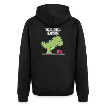 Puzzle - Unisex Premium Bio Zip Hoodie - Schwarz - Hinten - Nico (187cm)