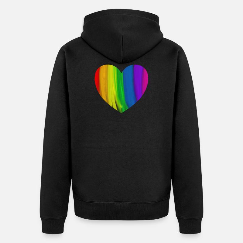 Égalité d'homosexualité de coeur arc-en-ciel - Veste à capuche bio Premium Unisexe - noir