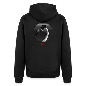 Flamingo WHAT? - Unisex Premium Organic Zip Hoodie - black - Back - Nico (187cm)