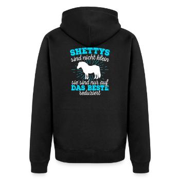 Shetty Shetland Pony Pferd Reiterin Damen Mädchen - Unisex Premium Bio Zip Hoodie - Schwarz - Hinten - Nico (187cm)