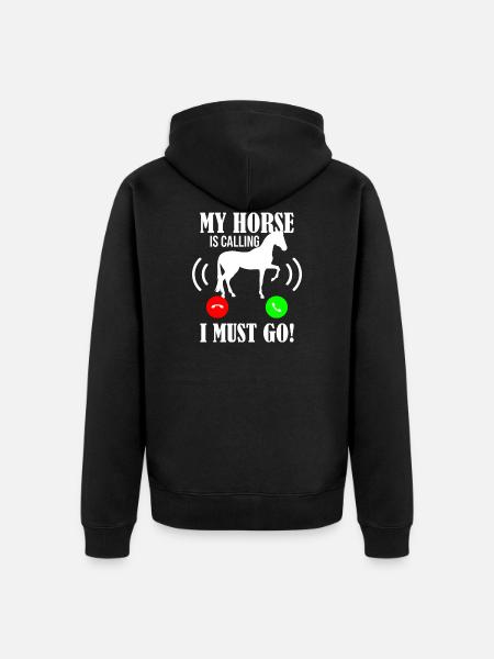 Pferd rufen - Unisex Premium Bio Zip Hoodie - Schwarz