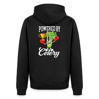 Propulsé par Celery Healty Nutrition - Veste à capuche bio Premium Unisexe - noir - Dos - Nico (187cm)