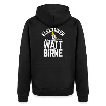 Strom Elektriker Handwerker - Unisex Premium Bio Zip Hoodie - Schwarz - Hinten - Nico (187cm)