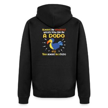 Sei ein Dodo | Ich liebe Dodos - Unisex Premium Bio Zip Hoodie - Schwarz - Hinten - Nico (187cm)