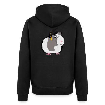 Professor Meerschweinchen - Unisex Premium Bio Zip Hoodie - Schwarz - Hinten - Nico (187cm)