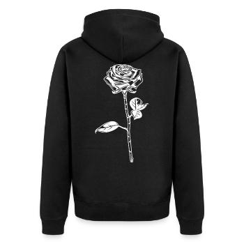 Rose Symbol Illustration Silhouette - Unisex Premium Organic Zip Hoodie - black - Back - Nico (187cm)