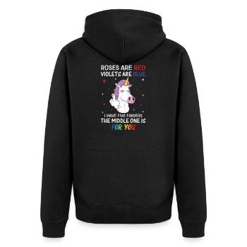 Drôle de motif de licorne, hommes, femmes et enfants - Veste à capuche bio Premium Unisexe - noir - Dos - Nico (187cm)