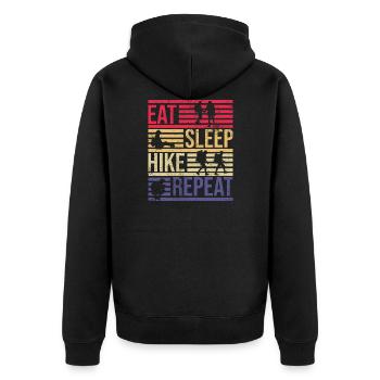 Eat Sleep Hike Repeat Vintage Retro - Unisex Premium Organic Zip Hoodie - black - Back - Nico (187cm)