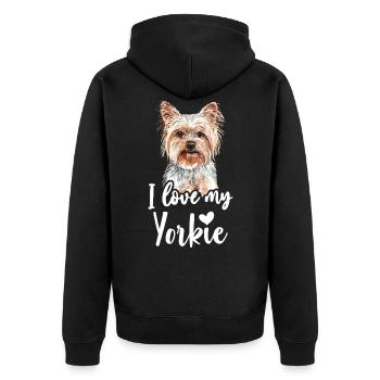 Yorkshire Terrier I Love My Yorkie funny saying - Unisex Premium Organic Zip Hoodie - black - Back - Nico (187cm)