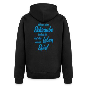 Wenn eine Schraube locker ist, ... - Unisex Premium Bio Zip Hoodie - Schwarz - Hinten - Nico (187cm)