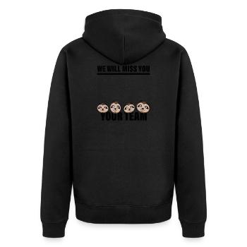 Arbeit Kollegen Abschied Team Spruch - Unisex Premium Bio Zip Hoodie - Schwarz - Hinten - Nico (187cm)