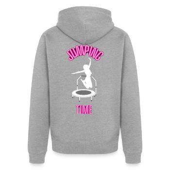 Jumping Time Fitnesstrampolin Trampolinspringen - Unisex Premium Bio Zip Hoodie - Grau meliert - Hinten - Nico (187cm)