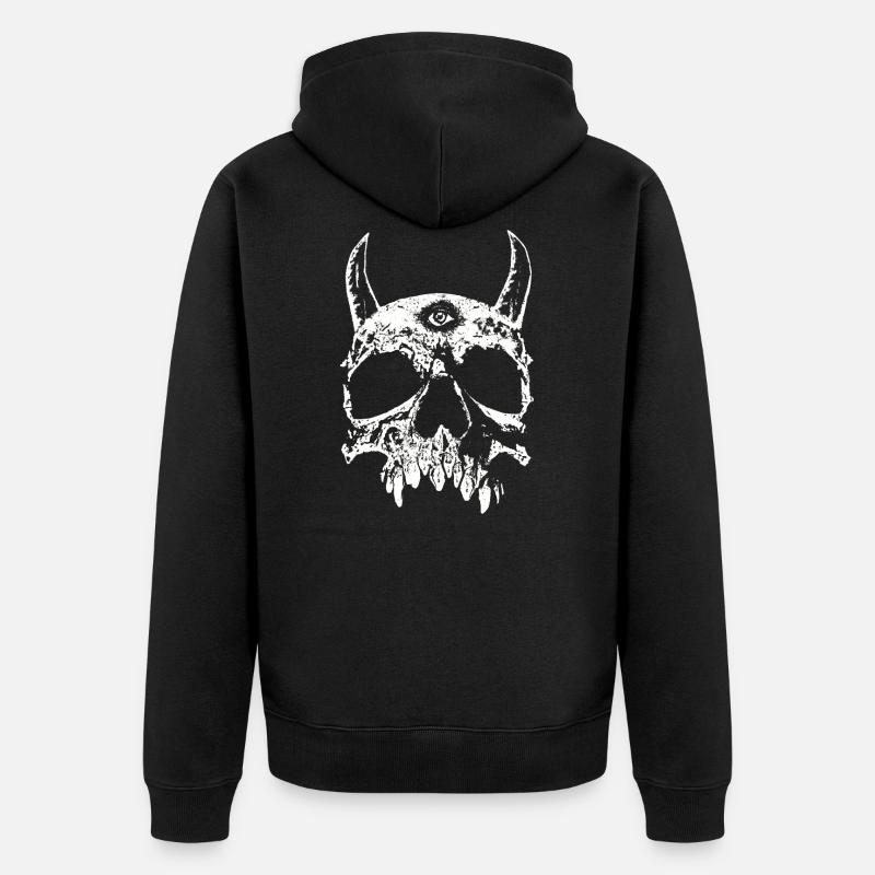 Der Teufel sieht alles - Unisex Premium Bio Zip Hoodie - Schwarz