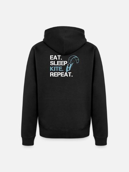Kitesurfer Eat Sleep Kite Repeat - Unisex Premium Bio Zip Hoodie - Schwarz