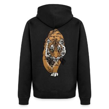 Tiger predator motif animal motif - Unisex Premium Organic Zip Hoodie - black - Back - Nico (187cm)