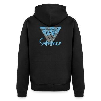 Sommer - Unisex Premium Bio Zip Hoodie - Schwarz - Hinten - Nico (187cm)
