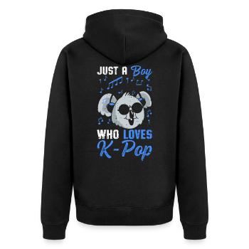 K-Pop - Unisex Premium Bio Zip Hoodie - Schwarz - Hinten - Nico (187cm)