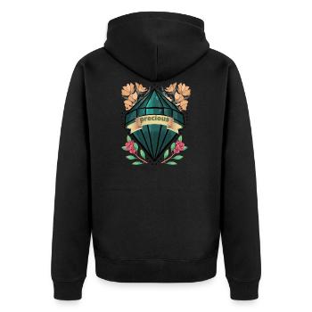 Pierre précieuse florale - Veste à capuche bio Premium Unisexe - noir - Dos - Nico (187cm)