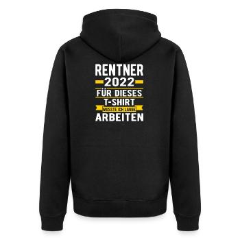Rente Ruhestand Rentner Rentnerin Pension 2022 - Unisex Premium Bio Zip Hoodie - Schwarz - Hinten - Nico (187cm)