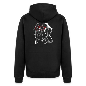 LEONBERGER Glasses Dogs Dog Wilsigns - Unisex Premium Organic Zip Hoodie - black - Back - Nico (187cm)