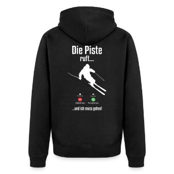 Skifahrer Wintersport Schnee Ski Pisten Geschenke - Unisex Premium Bio Zip Hoodie - Schwarz - Hinten - Nico (187cm)