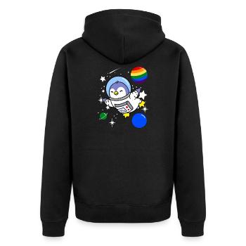 Penguin Astronaut Gay Pride - Unisex Premium Bio Zip Hoodie - Schwarz - Hinten - Nico (187cm)