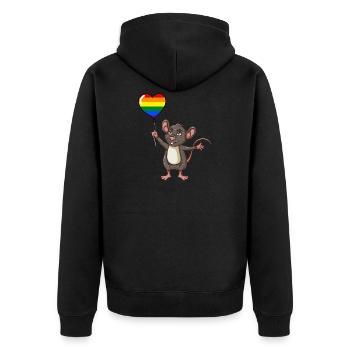 Maus Herzballon LGBT Gay Pride - Unisex Premium Bio Zip Hoodie - Schwarz - Hinten - Nico (187cm)
