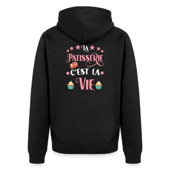 La pâtisserie c'est la vie .cadeau pâtisserie - Veste à capuche bio Premium Unisexe - noir - Dos - Nico (187cm)