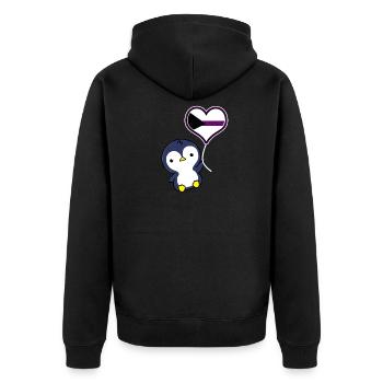 Pinguin Ballon Demisexual Pride - Unisex Premium Bio Zip Hoodie - Schwarz - Hinten - Nico (187cm)