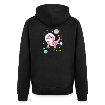 Trans Pride Bartagame Im Weltraum - Unisex Premium Bio Zip Hoodie - Schwarz - Hinten - Nico (187cm)