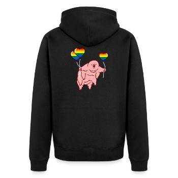 Bärtierchen Herzballon LGBT Gay Pride - Unisex Premium Bio Zip Hoodie - Schwarz - Hinten - Nico (187cm)