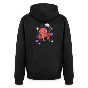 Octopus Astronaut Nonbinary Pride - Unisex Premium Organic Zip Hoodie - black - Back - Nico (187cm)