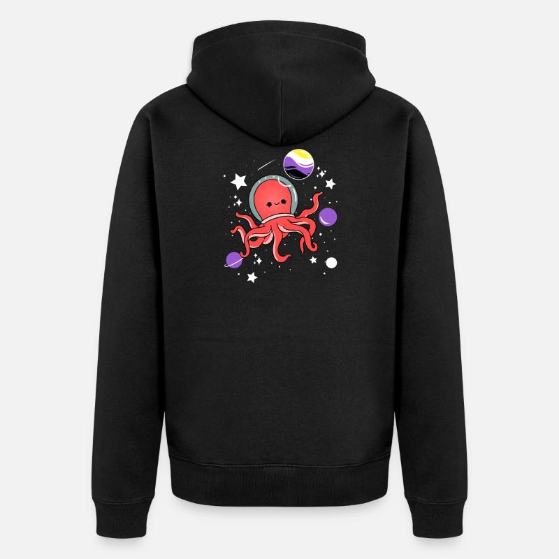 Poulpe Astronaute Nonbinary Pride - Veste à capuche bio Premium Unisexe - noir