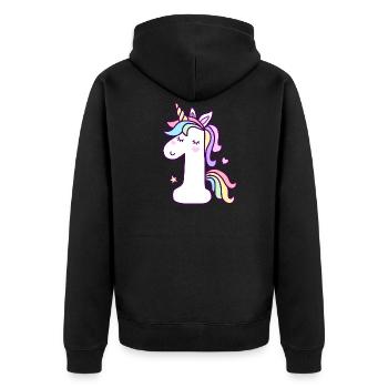 1er anniversaire Licorne 1 an bébé - Veste à capuche bio Premium Unisexe - noir - Dos - Nico (187cm)