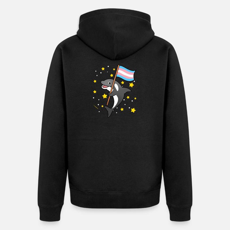 Trans Pride Orca - Unisex Premium Bio Zip Hoodie - Schwarz
