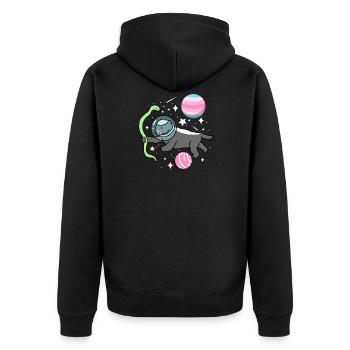 Honey Badger Astronaut Transfeminin - Unisex Premium Organic Zip Hoodie - black - Back - Nico (187cm)
