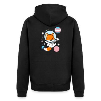 Fuchs Astronaut Trans Pride - Unisex Premium Organic Zip Hoodie - black - Back - Nico (187cm)