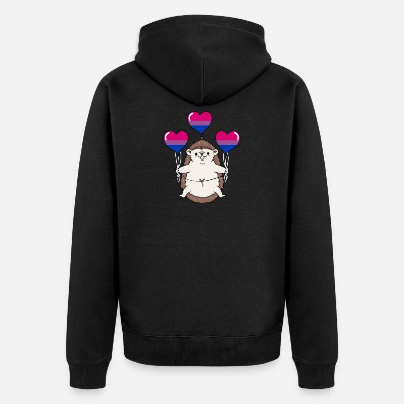 Igel Ballon Bisexual Pride - Unisex Premium Bio Zip Hoodie - Schwarz