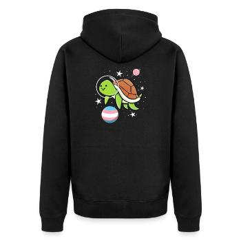 Turtle Astronaut Trans Pride - Unisex Premium Organic Zip Hoodie - black - Back - Nico (187cm)