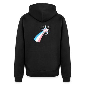 Trans Pride Star - Unisex Premium Organic Zip Hoodie - black - Back - Nico (187cm)