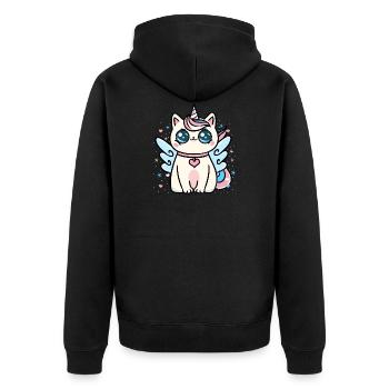 Chats transgenres Licorne Trans Pride - Veste à capuche bio Premium Unisexe - noir - Dos - Nico (187cm)