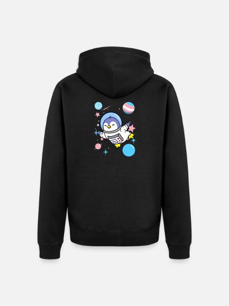 Transgender penguin in space - Unisex Premium Organic Zip Hoodie - black