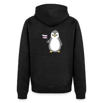 Pinguin Demisexual Pride Flagge - Unisex Premium Bio Zip Hoodie - Schwarz - Hinten - Nico (187cm)