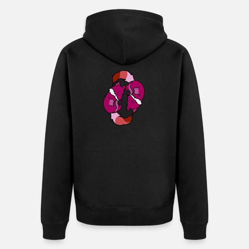Yin Yang Renards Lesbian Pride - Veste à capuche bio Premium Unisexe - noir