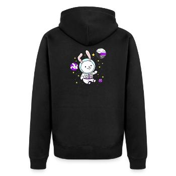 Demisexueller Hase im All Demisexual Pride - Unisex Premium Bio Zip Hoodie - Schwarz - Hinten - Nico (187cm)